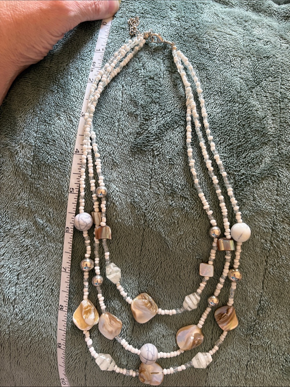Multi-Strand White and Cream Nacre Bead Necklace - Women Jewelry